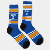 Blauwe en Oranje sport Jersey - Naam nummer Sokken (Rechts)