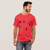 Blauwe en Oranje sterren T-shirt (Voorkant volledig)