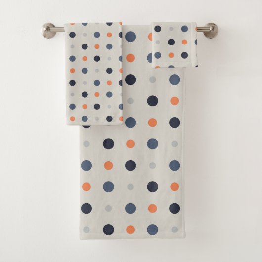 Blauwe en oranje Stippen Bad Handdoek (Insitu)
