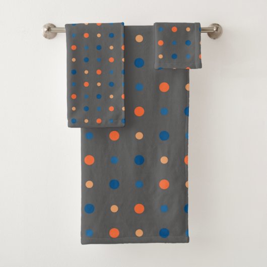 Blauwe en oranje Stippen Bad Handdoek (Insitu)