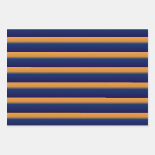 Blauwe en Oranje streep Inpakpapier Vel (Voorkant 3)
