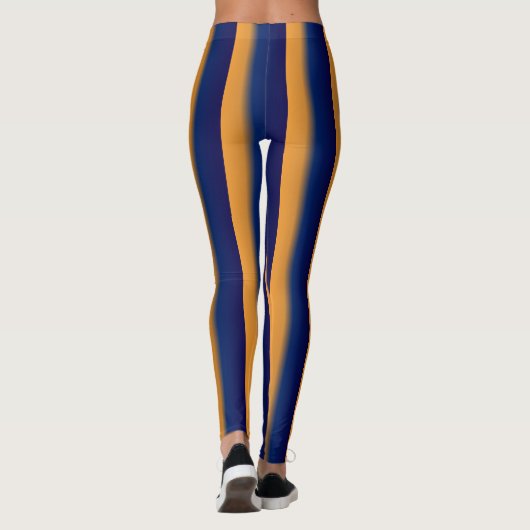 Blauwe en Oranje streep Leggings (Achterkant)