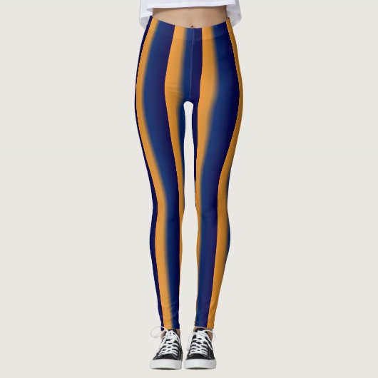 Blauwe en Oranje streep Leggings (Voorkant)