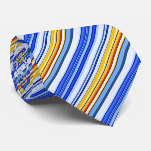 Blauwe en Oranje streep Stropdas (Opgerold)