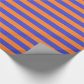 Blauwe en Oranje strepen Cadeaupapier (Hoek)