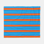 Blauwe en Oranje strepen Fleece Deken (Voorkant (Horizontaal))