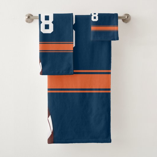 Blauwe en Oranje Stripes Jersey Rietijzer Football Bad Handdoek (Insitu)