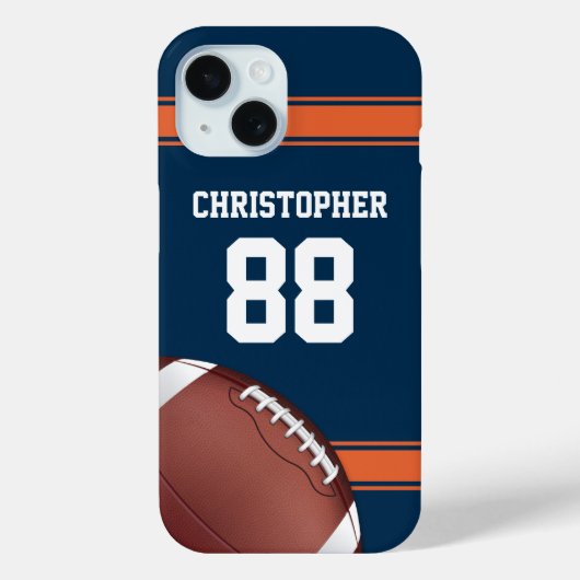 Blauwe en Oranje Stripes Jersey Rietijzer Football Case-Mate iPhone Case (Achterkant)