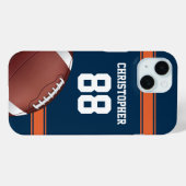 Blauwe en Oranje Stripes Jersey Rietijzer Football Case-Mate iPhone Case (Achterkant (horizontaal))
