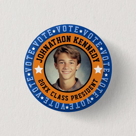Blauwe en Oranje studentenlichaamscampagne Ronde Button 3,2 Cm (Voorkant)