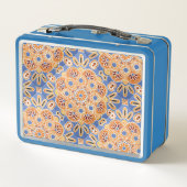 Blauwe en Oranje tegel Print Lunch Box (Achterkant)