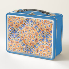 Blauwe en Oranje tegel Print Lunch Box