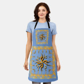 Blauwe en oranje tribale afdrukken schort (Gedragen)