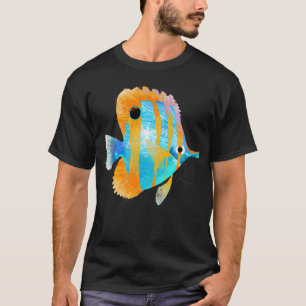 Blauwe en Oranje tropische vis T-shirt