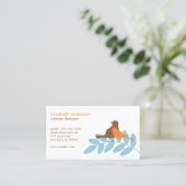 Blauwe en Oranje tuin vogelsilhouetten Visitekaartje (Staand voorkant)