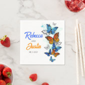 Blauwe en Oranje vlinders Moderne Boho servetten (Insitu)