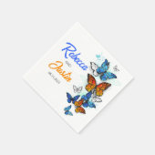 Blauwe en Oranje vlinders Moderne Boho servetten (Hoek)