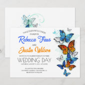 Blauwe en Oranje Vlinders Morpho Monarch Kaart (Voorkant / Achterkant)