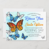 Blauwe en oranje vlinders Morpho Monarch Kaart (Voorkant)