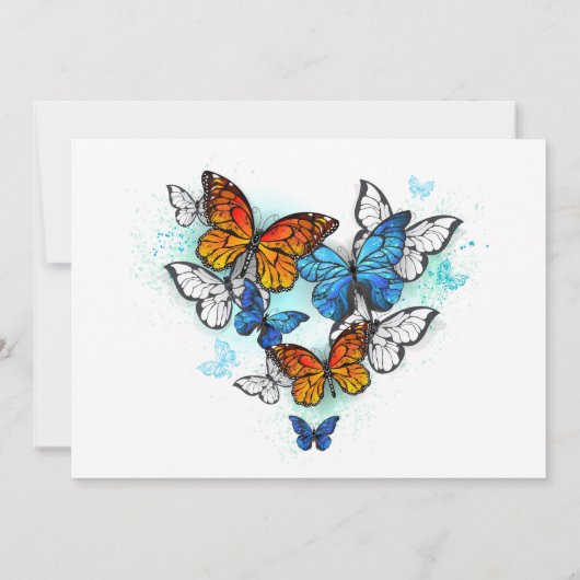 Blauwe en oranje vlinders Morpho Monarch Kaart (Achterkant)