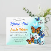 Blauwe en oranje vlinders Morpho Monarch Kaart (Staand voorkant)