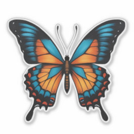 Blauwe en Oranje vlinderSticker Sticker