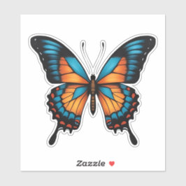 Blauwe en Oranje vlinderSticker Sticker