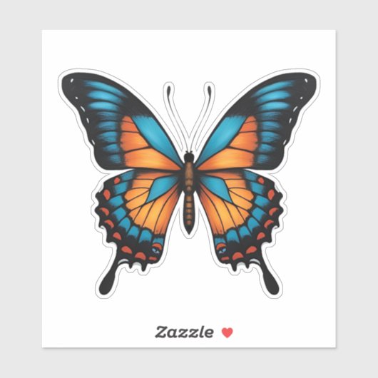 Blauwe en Oranje vlinderSticker Sticker (Vel)