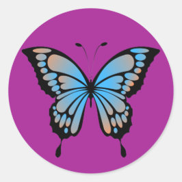 Blauwe en oranje vlindert sticker