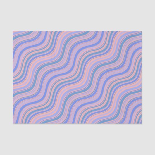 Blauwe en Oranje Wavy Lines Tissuepapier (Voorkant)