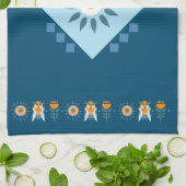 Blauwe en Oranje zonnebloemen Theedoek (Gevouwen)