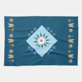 Blauwe en Oranje zonnebloemen Theedoek (Horizontaal)