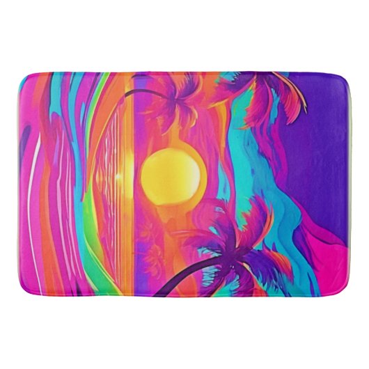 Blauwe en Oranje zonsondergang Badmat (Voorkant)