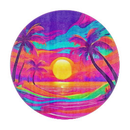 Blauwe en Oranje zonsondergang Snijplank
