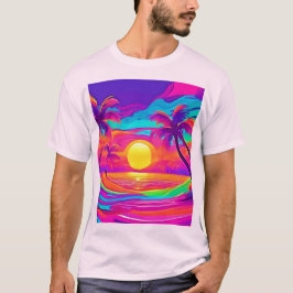 Blauwe en Oranje zonsondergang T-shirt