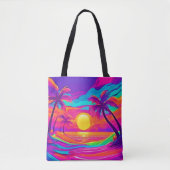 Blauwe en Oranje zonsondergang Tote Bag (Voorkant)