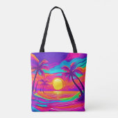 Blauwe en Oranje zonsondergang Tote Bag (Achterkant)