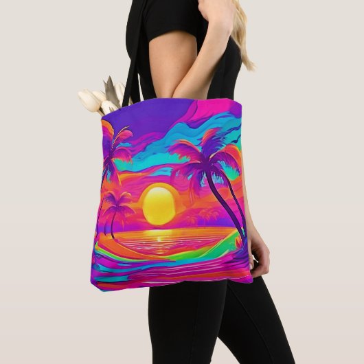 Blauwe en Oranje zonsondergang Tote Bag (Dichtbij)