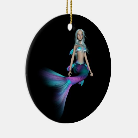 Blauwe en paarse 3D-zeemeermin 4 Keramisch Ornament (Rechts)