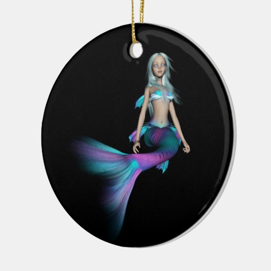 Blauwe en paarse 3D-zeemeermin 4 Keramisch Ornament (Links)