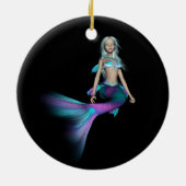 Blauwe en paarse 3D-zeemeermin 4 Keramisch Ornament (Achterkant)