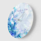 Blauwe en Paarse Abstracte bloemen - sla de datum Grote Klok (Hoek)