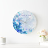 Blauwe en Paarse Abstracte bloemen - sla de datum Grote Klok (Huis)