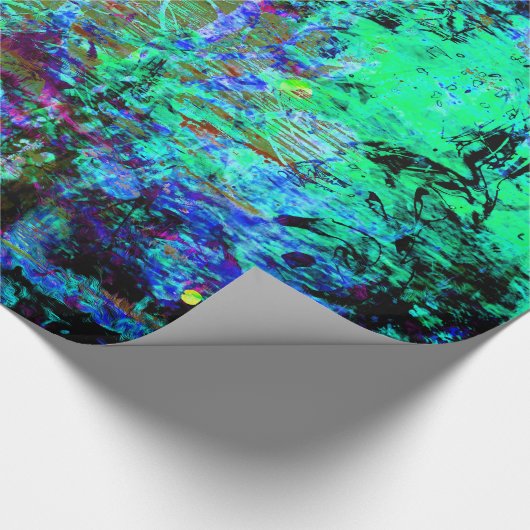 blauwe en Paarse Abstracte boomgaard Abalone Cadeaupapier (Hoek)