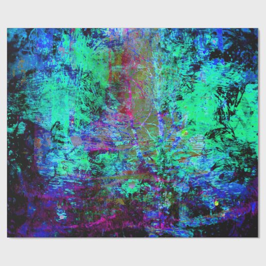 blauwe en Paarse Abstracte boomgaard Abalone Cadeaupapier (Vlak)