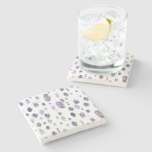 Blauwe en Paarse Abstracte regendruppels Stenen Onderzetter (Zijkant)