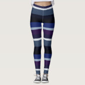 Blauwe en Paarse Abstracte strepen Leggings (Voorkant)