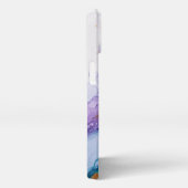 Blauwe en paarse alcoholinkt Art Gold iPhone Hoesje (Rechterkant)