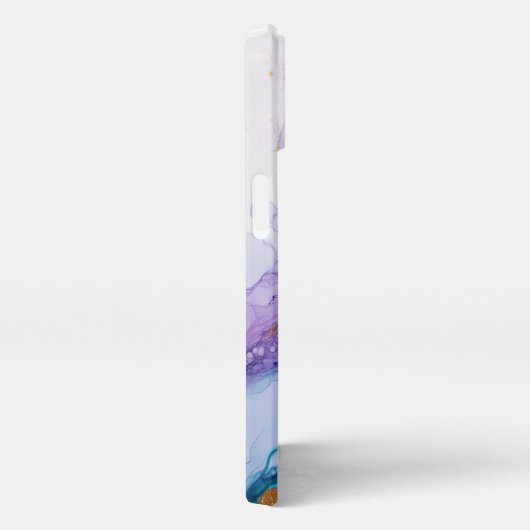 Blauwe en paarse alcoholinkt Art Gold iPhone Hoesje (Rechterkant)
