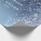 Blauwe en paarse alcoholinkt met glitter mystic cadeaupapier (Hoek)